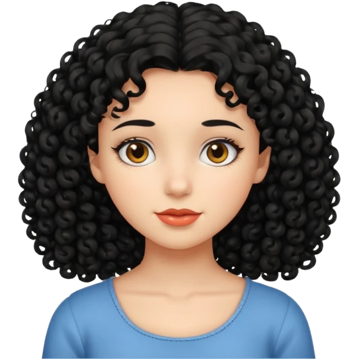 Menina de cabelo cacheado preto e abaixo do ombro  emoji