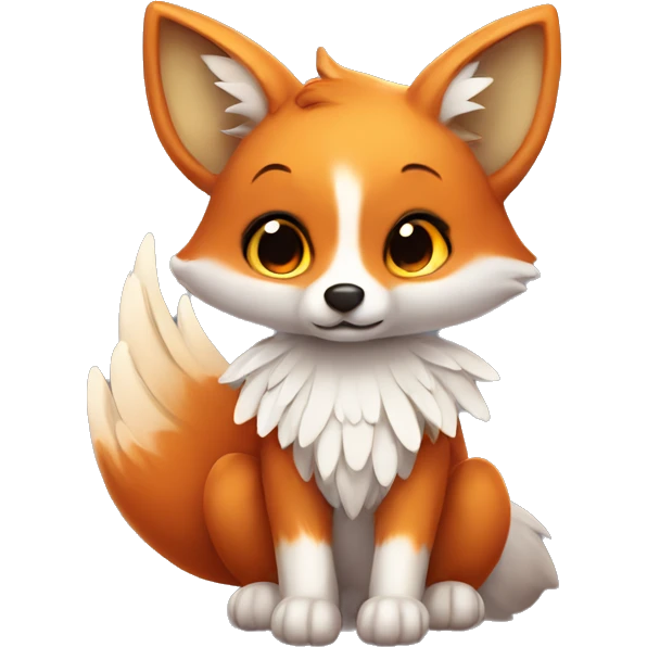 very cute fox with angel wings  emoji
