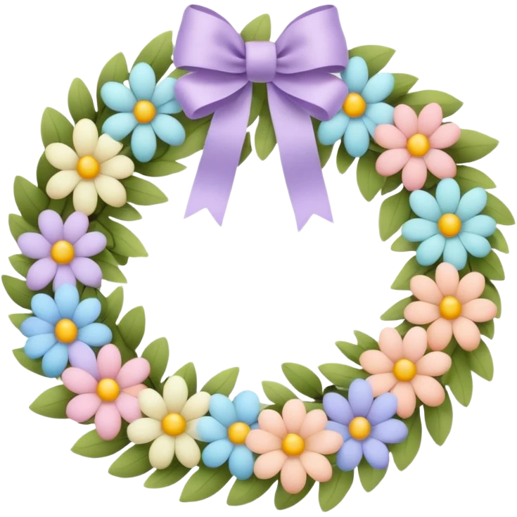 flower wreath with pastel colors, in a shape of an egg emoji