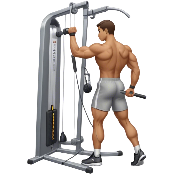 side-view man standing cable-machine tricep-pushdown emoji