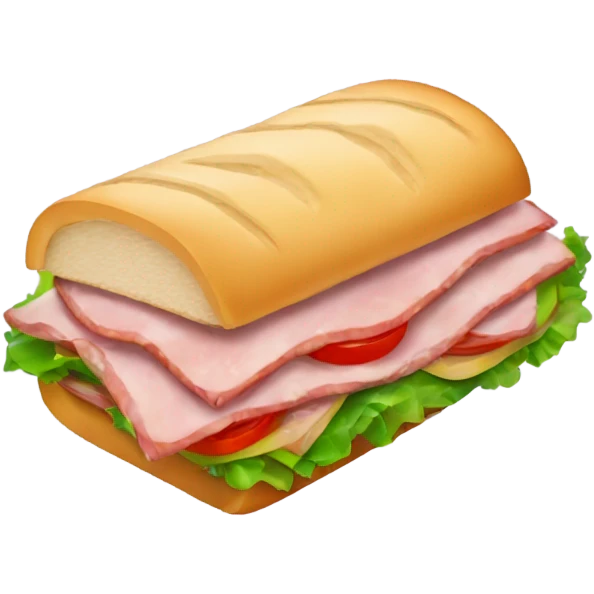a big sandwich with ham, and vegetables, tomato, salad, cumcumber emoji