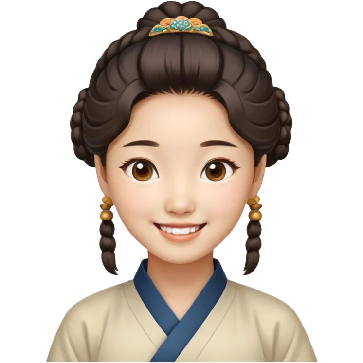 A smiling Korean girl with traditional Korean hairstyle emoji