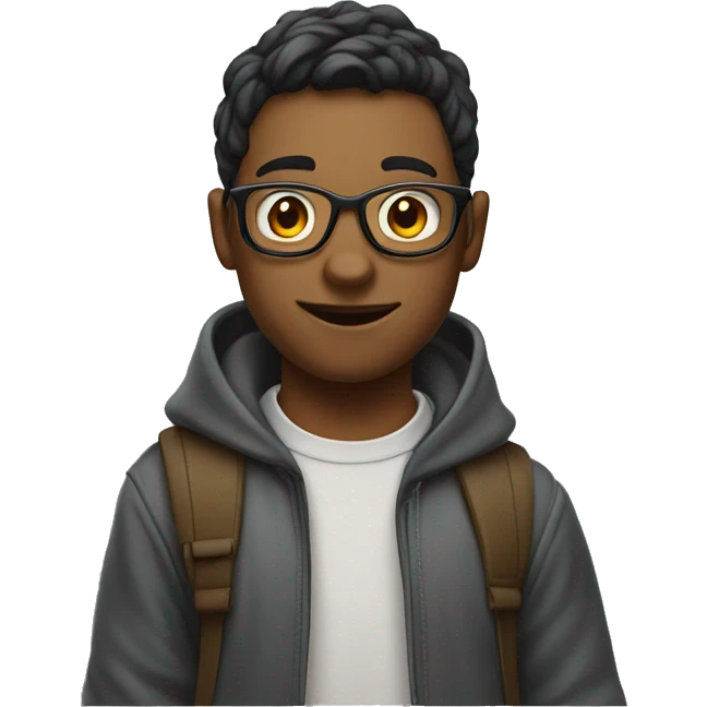 Nerd in hoodie pointing up emoji