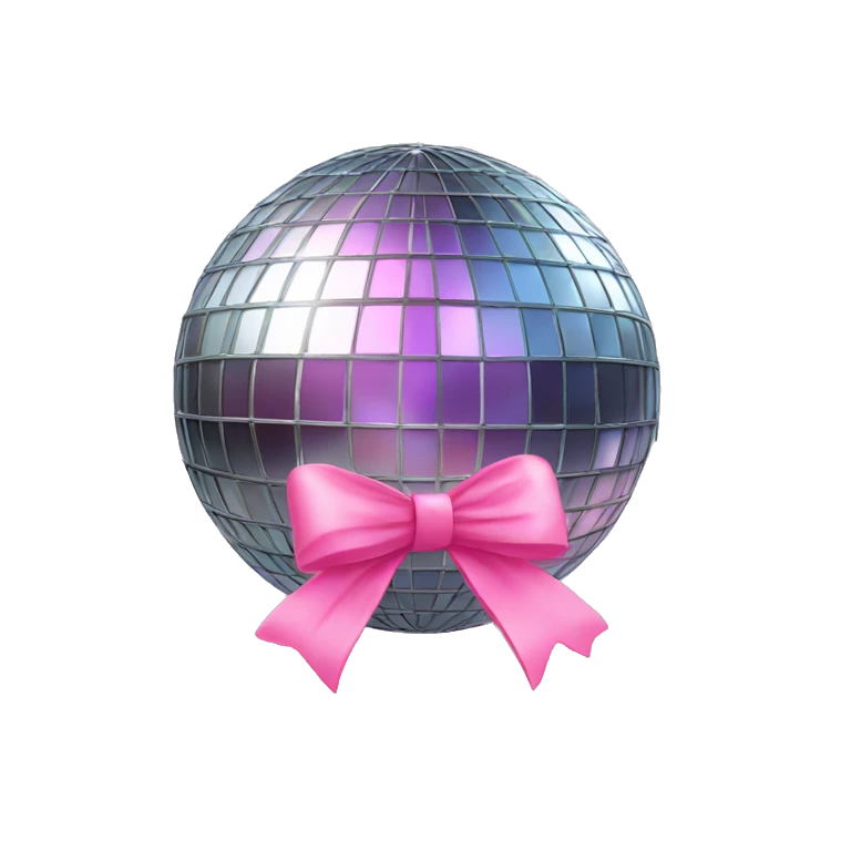 disco ball with pink bow emoji