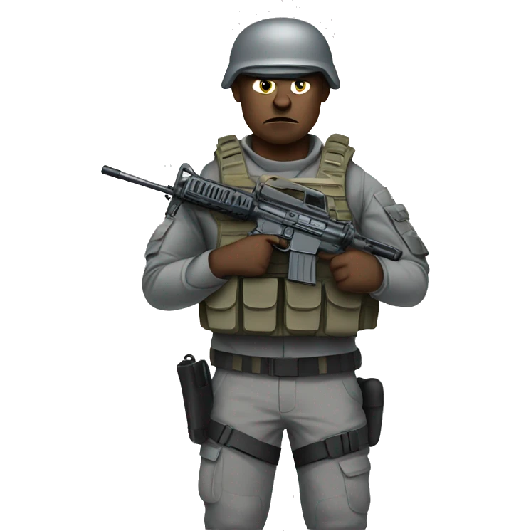 Angry Soldier with AR15 dressed in gray tactical gear emoji