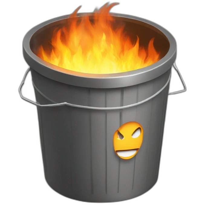 trash can on large fire emoji