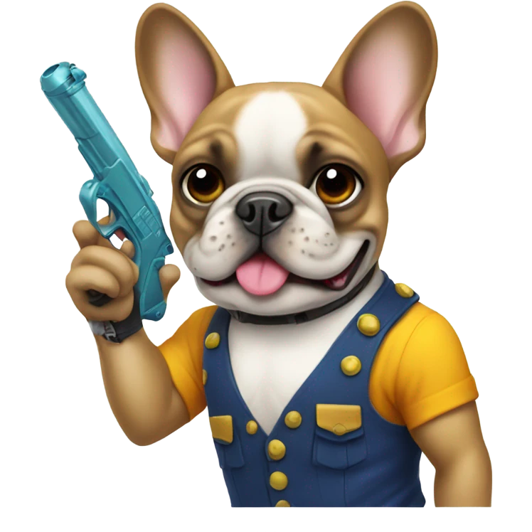 french bulldog with a water pistol emoji