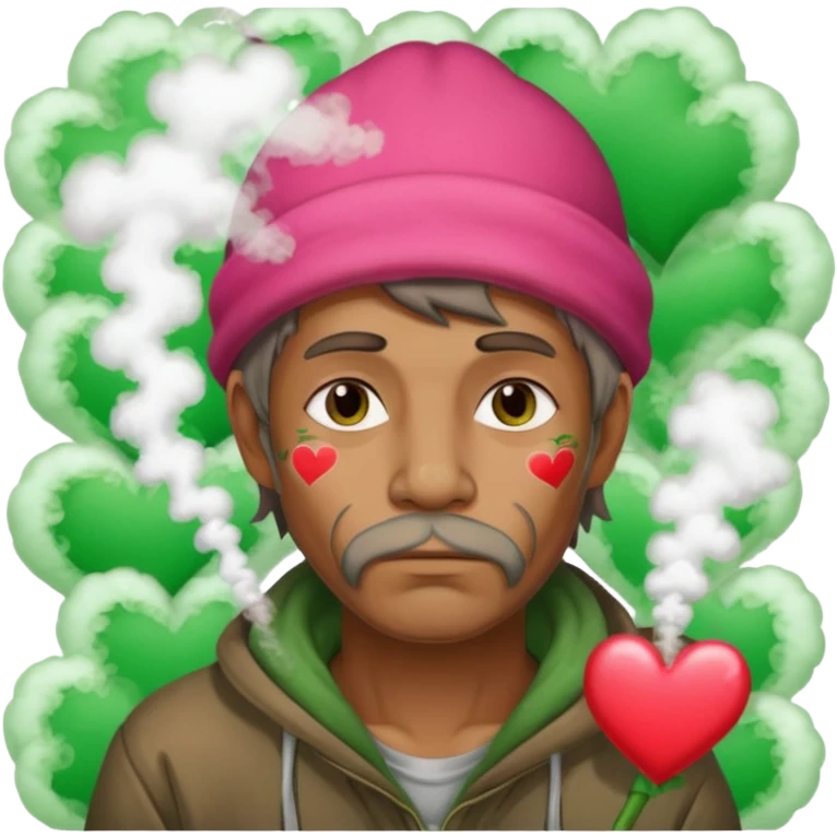 Homeless man with Valentine’s Day decor smelly and ugly  white and green smoke  emoji