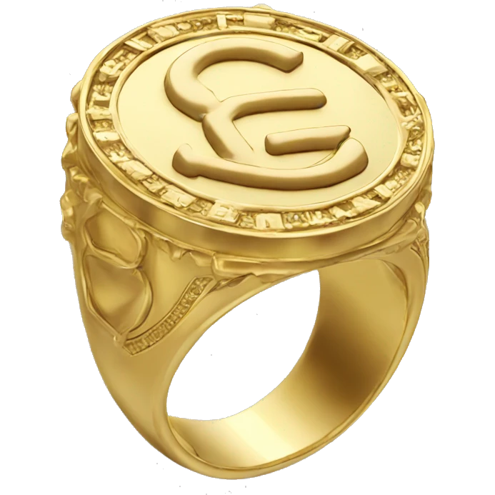 Gold sovereign ring with big G on top emoji