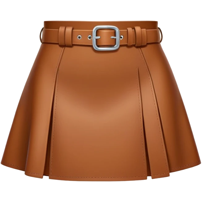 mini brown leather skirt with belt emoji