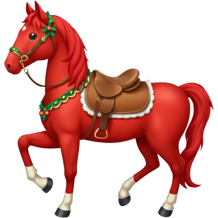 Christmas red horse with a full-length emoji