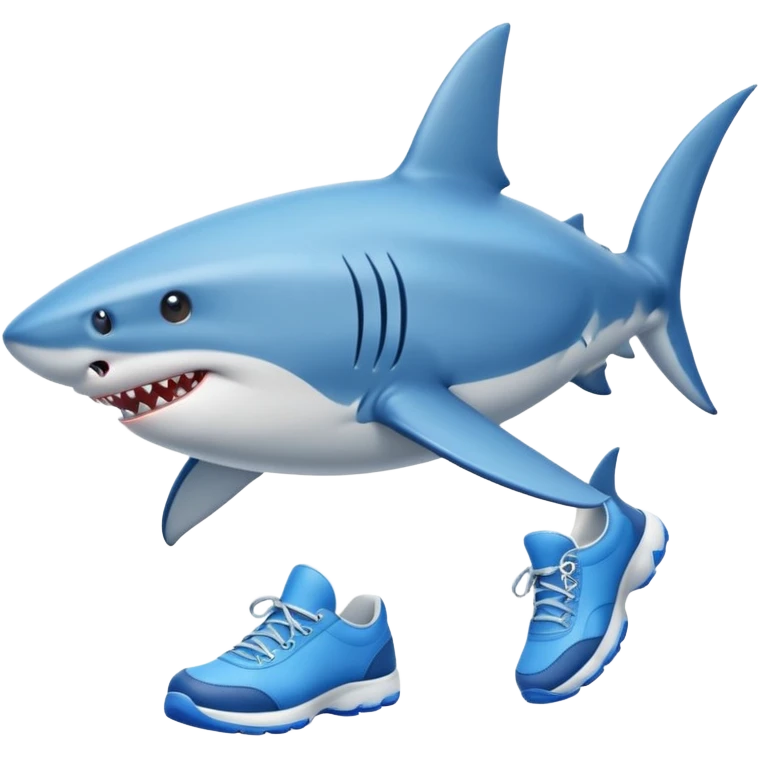 Shark with legs wearing blue shoes emoji