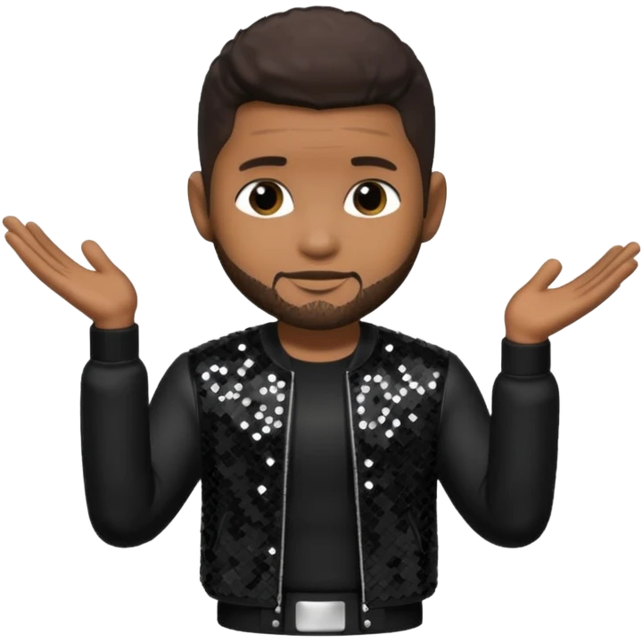Usher with dark brown hair, black sequin tour outfit  emoji