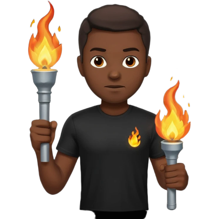black tshirt black man The torchbearer emoji