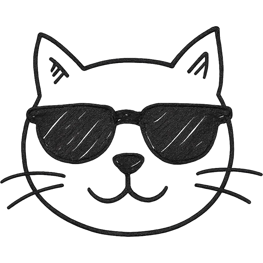 cat wearing sunglasses hand drawn outlined icon emoji