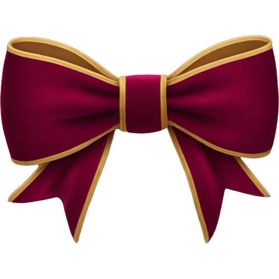 A small burgundy velvet bow with crisp folds and long tails. emoji