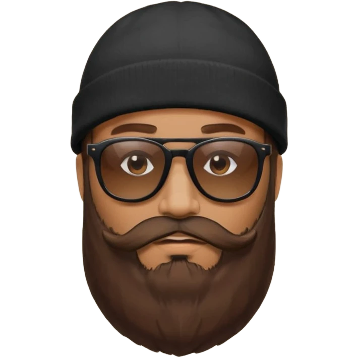 Guy with a really huge beard wearing  sunglasses and a black beanie  emoji