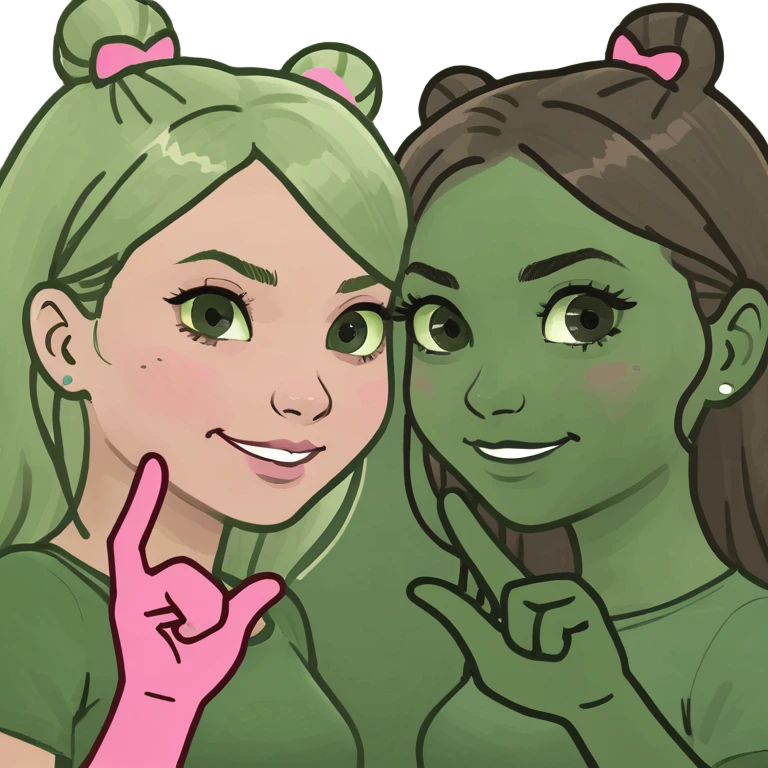 blonde girl and brunette girl pinky promise emoji
