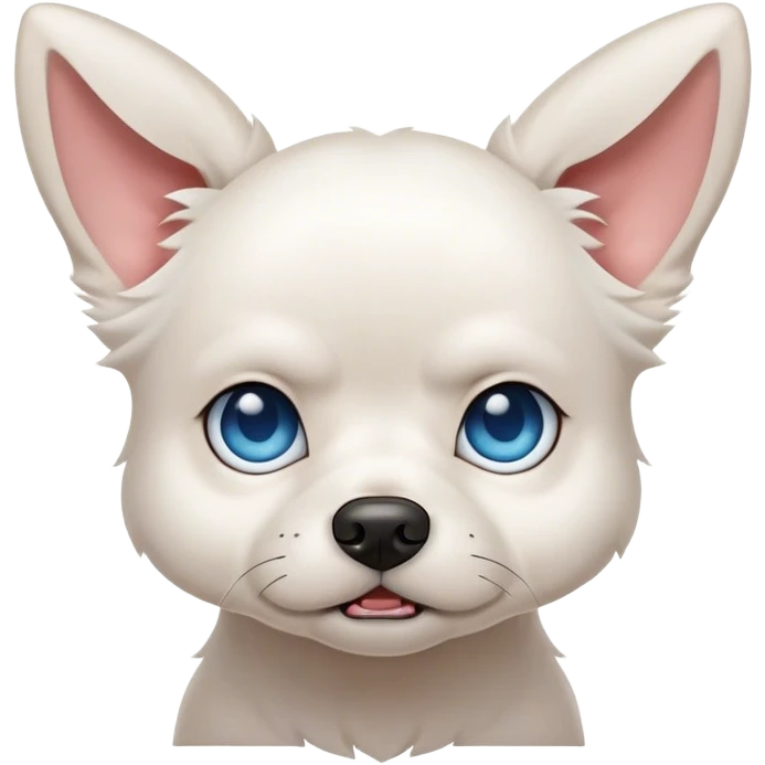 Angry Blue eyed small white dog floppy ears  emoji