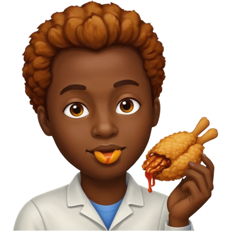 create an african person eating fried chicken emoji