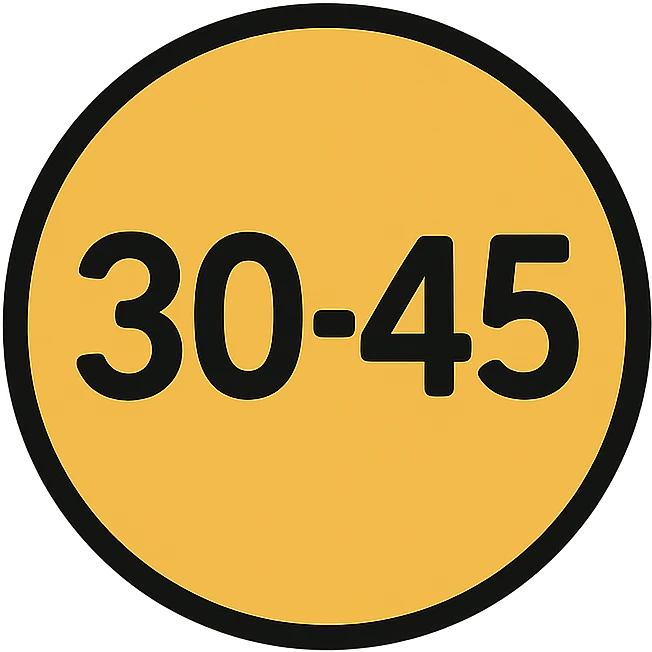 Change the text on the badge from '18-30' to '30-45', keep the same minimalistic circle design style and colors, suitable for a Discord role icon. emoji