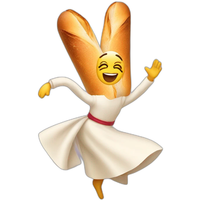une baguette qui danse emoji