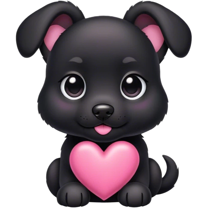Black puppy with pink heart emoji