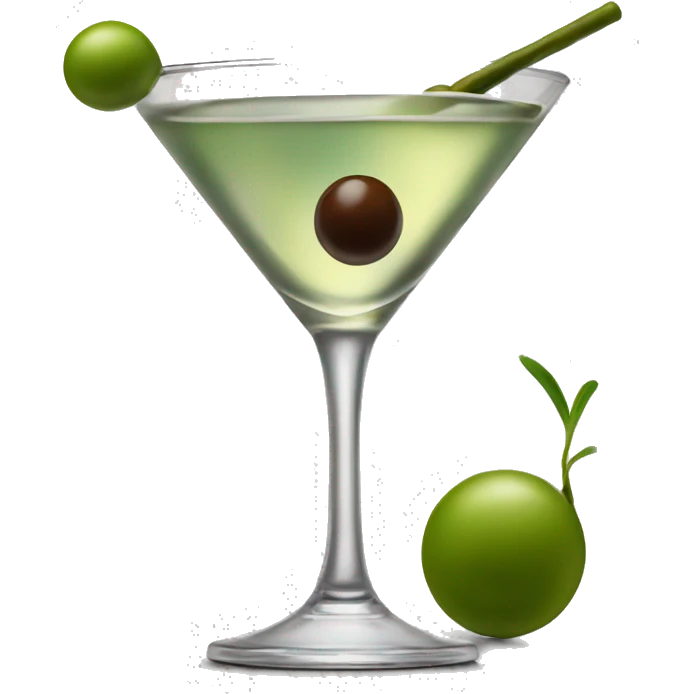 martini garnished with an olive emoji