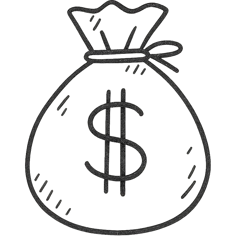 money bag icon, hand-drawn outline style emoji