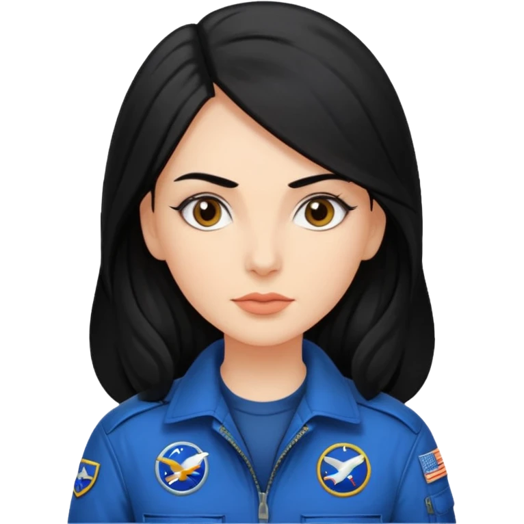 Femme cheveux long noir travaille dans le domaine de l'aéronautique gros sourcils emoji