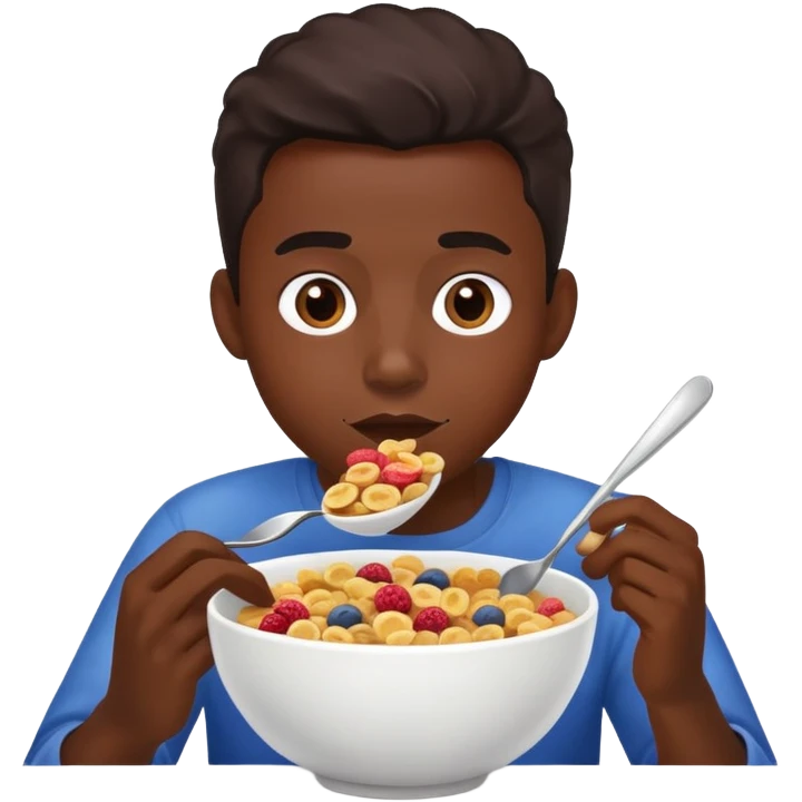 Una persona de tez oscura comiendo cereales emoji