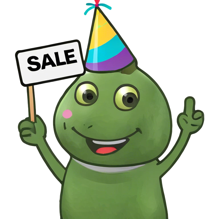 happy emoji with a pile of sale emoji