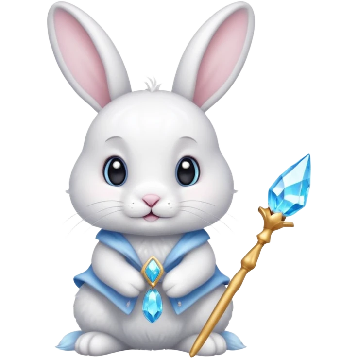 White bunny with wand and cristals emoji