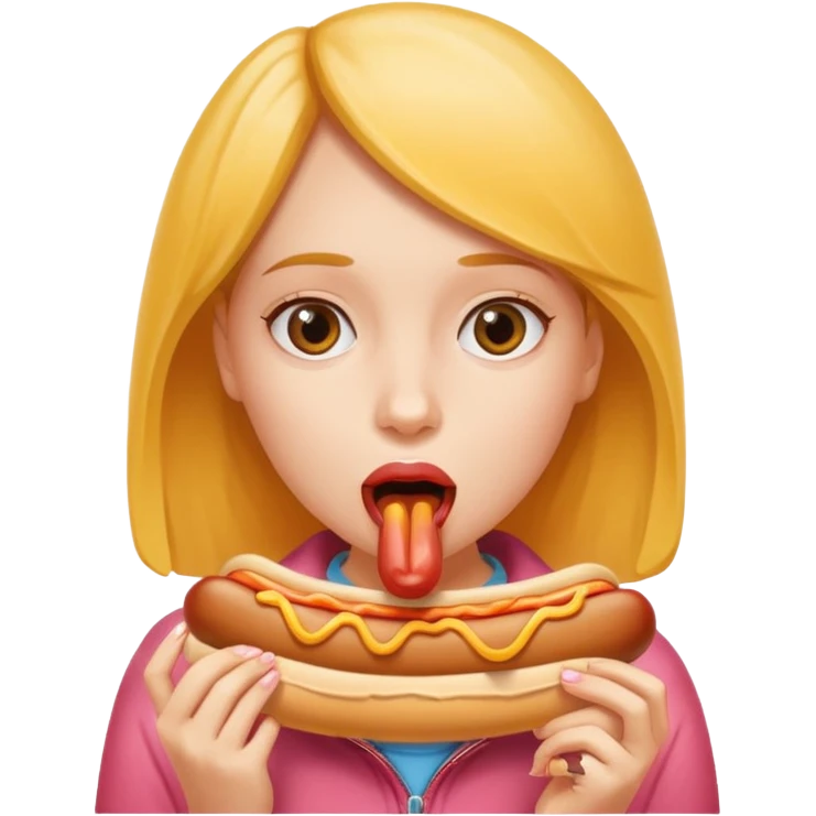 Girl hotdog inside mouth emoji