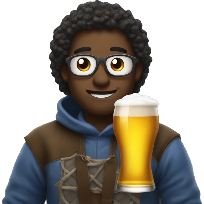 Friend with skies drink a beer  emoji