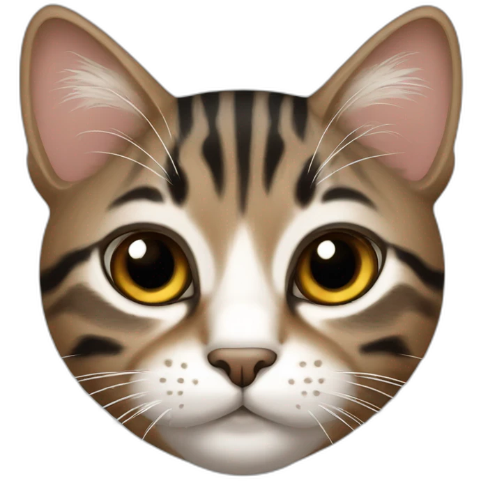 Tabby cat black brown white emoji