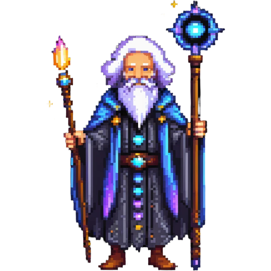 wise elder with galaxy beard and cosmic staff emoji