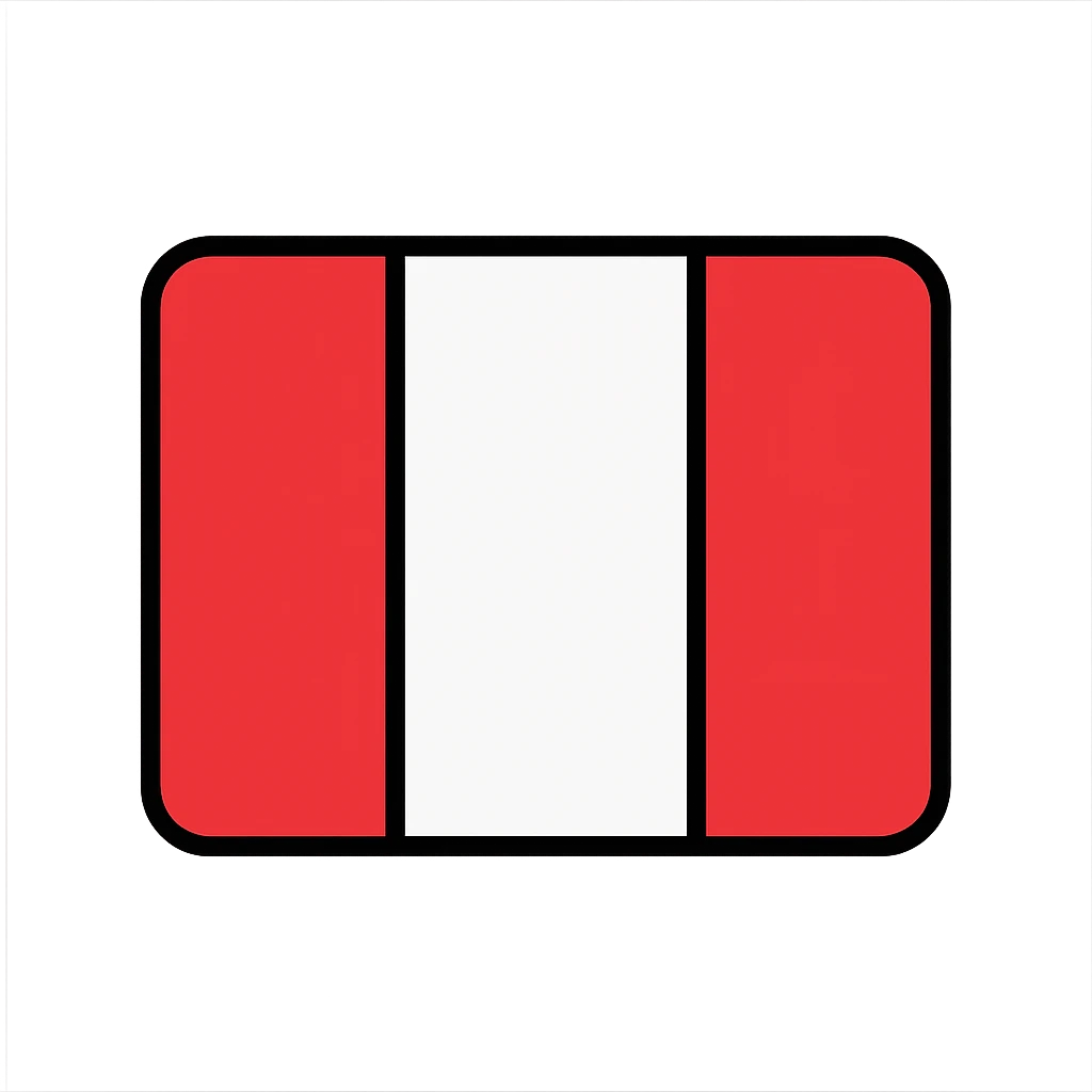flag of Peru with clean design, red-white-red vertical stripes, no symbols, no text emoji