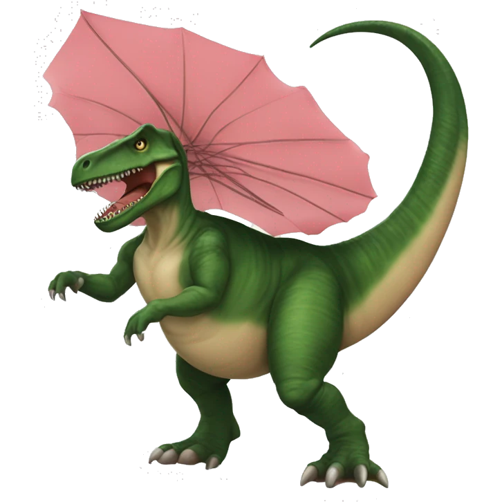 Um t-rex usando um tutu encima de uma prancha, estilo IOS emoji