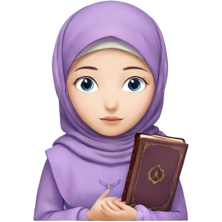Turkish beautiful finish Konya girl blue eyes with hijab and lilac dress have Quran  emoji