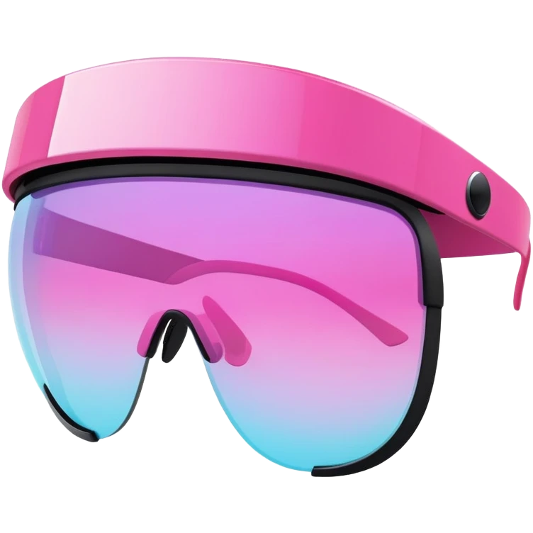 extra bulky pink visor sunglasses, ultra thick Y2K style, maximum chunky design emoji