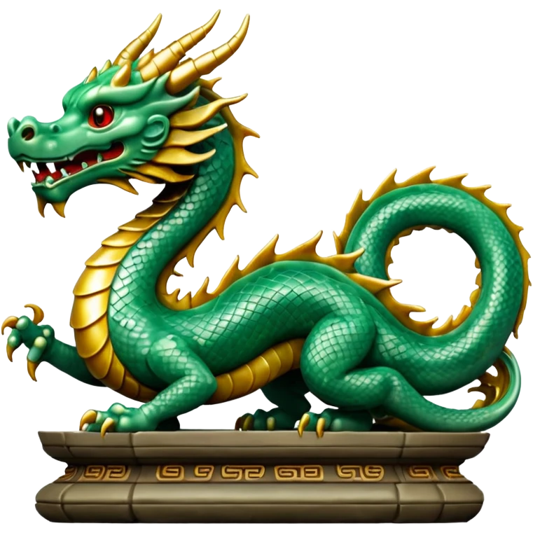 A dragon statue in the style of ancient China made of jade emoji