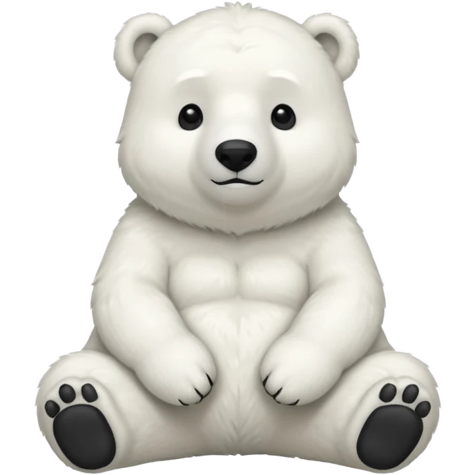 full body polar bear sitting, simple, white fur, cute face emoji