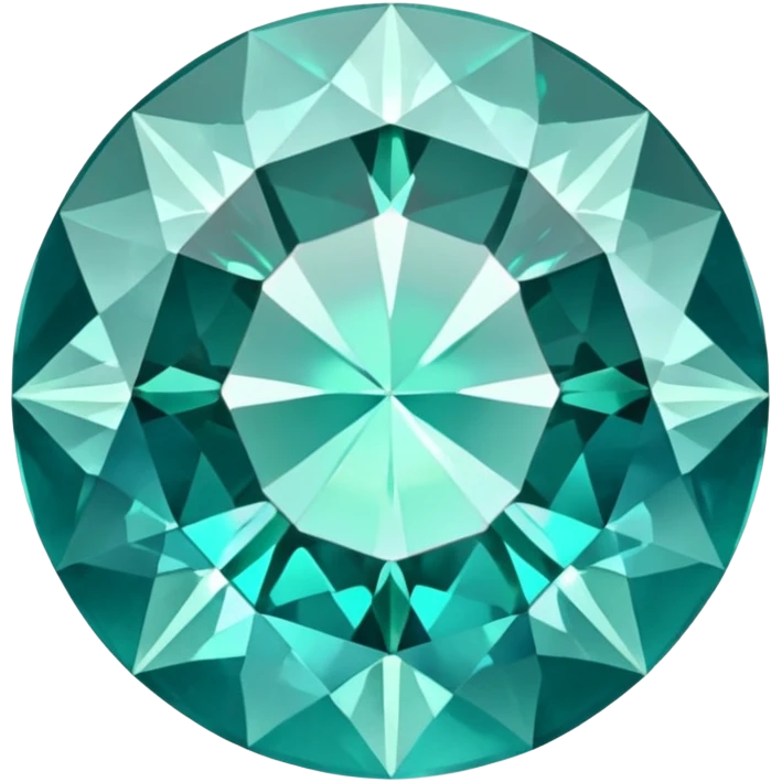 Round cut grandidierite gemstone with blue-green color and brilliant facets emoji