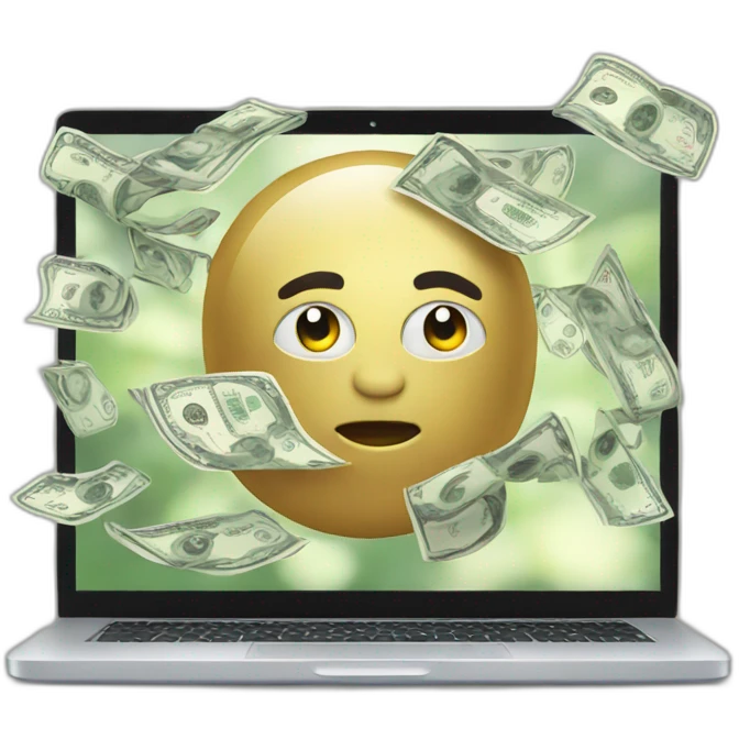 Make money online on laptop  emoji