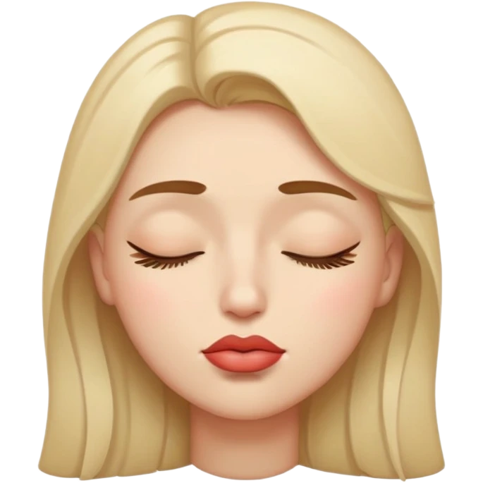 Flat closed eyes with one raised eyebrow with kissy lips emoji