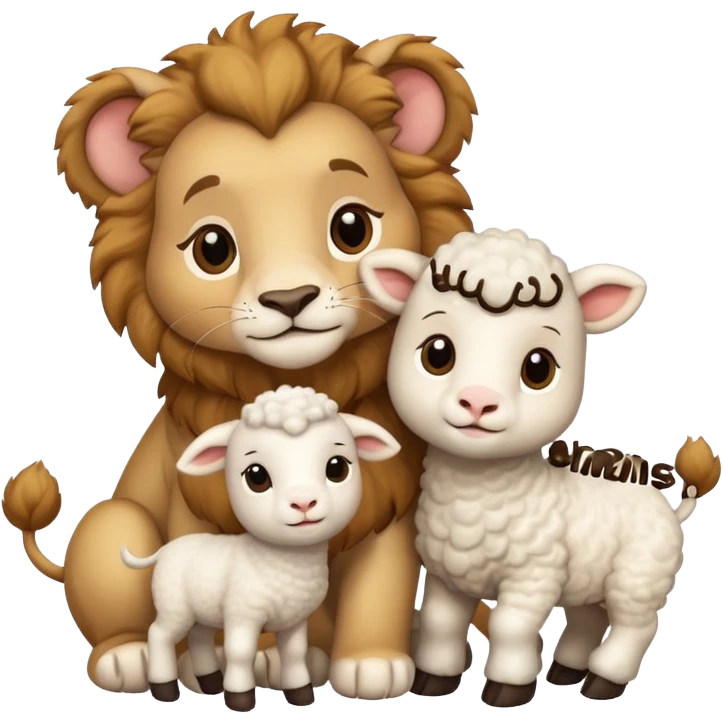 Lion and lamb cute emoji