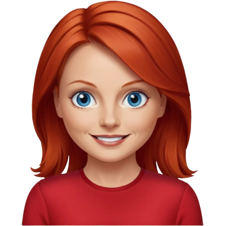 Geri Halliwell blue eyes, red hair, red outfit emoji