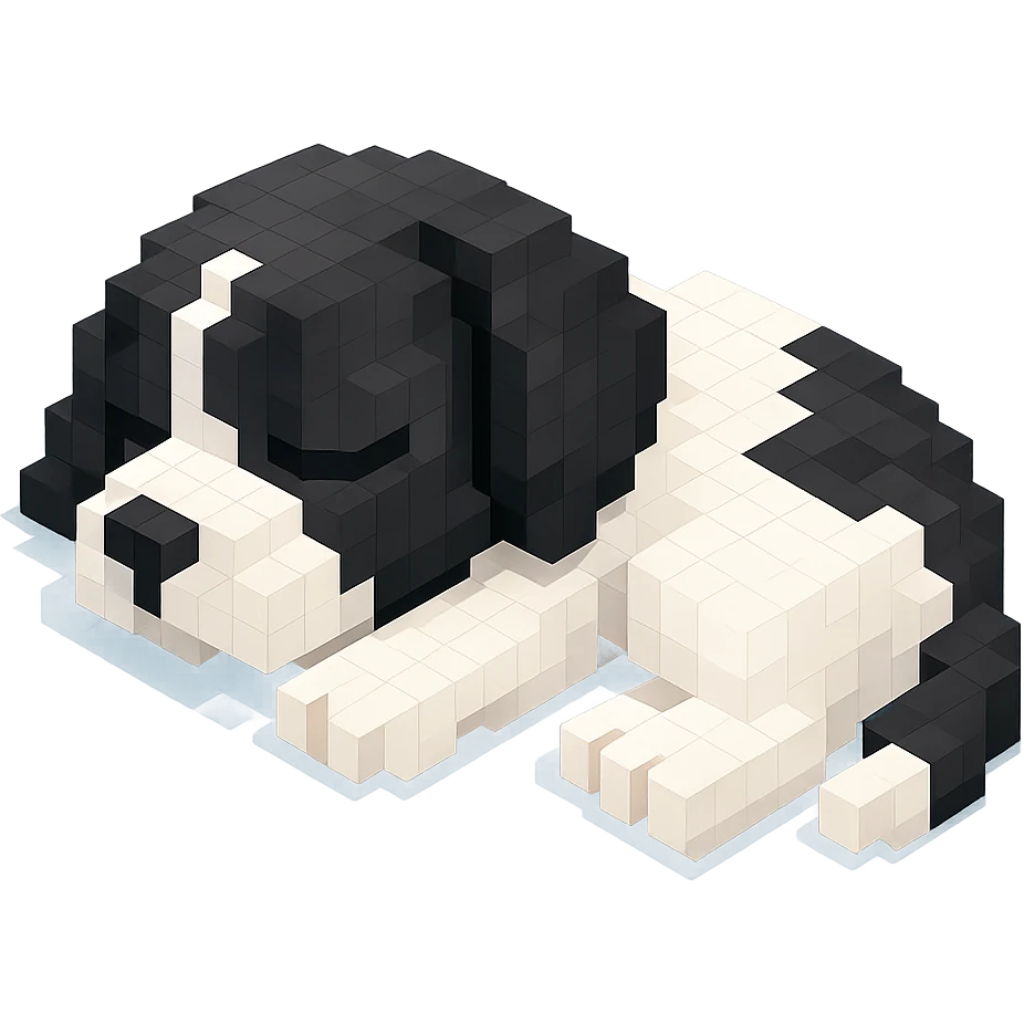 black and white Russian Cocker Spaniel puppy in sleeping pose emoji