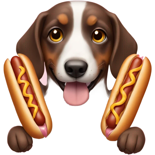 Smiling Hot dog holding a dog emoji